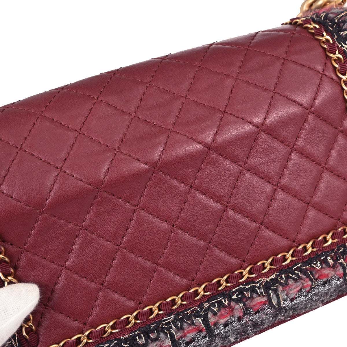 Boy Chanel 2016-2017 Red Lambskin Tweed Medium Shoulder Bag