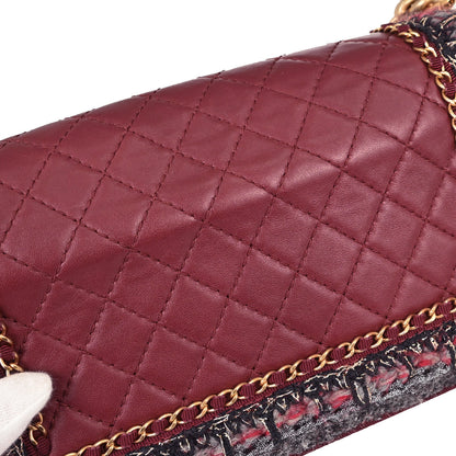 Boy Chanel 2016-2017 Red Lambskin Tweed Medium Shoulder Bag