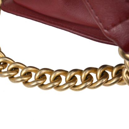 Boy Chanel 2016-2017 Red Lambskin Tweed Medium Shoulder Bag