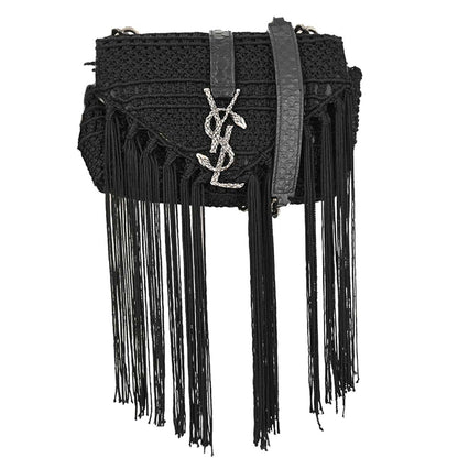 Saint Laurent Black Baby Crochet Chain Shoulder Bag