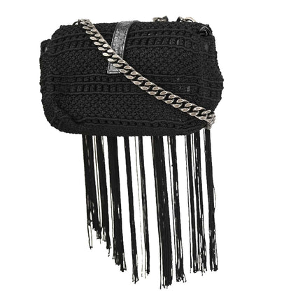 Saint Laurent Black Baby Crochet Chain Shoulder Bag