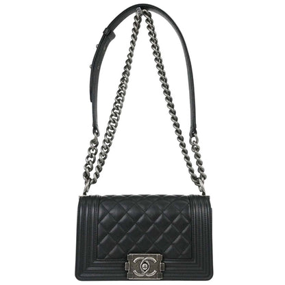 Boy Chanel Black Caviar Skin Small Chain Shoulder Bag