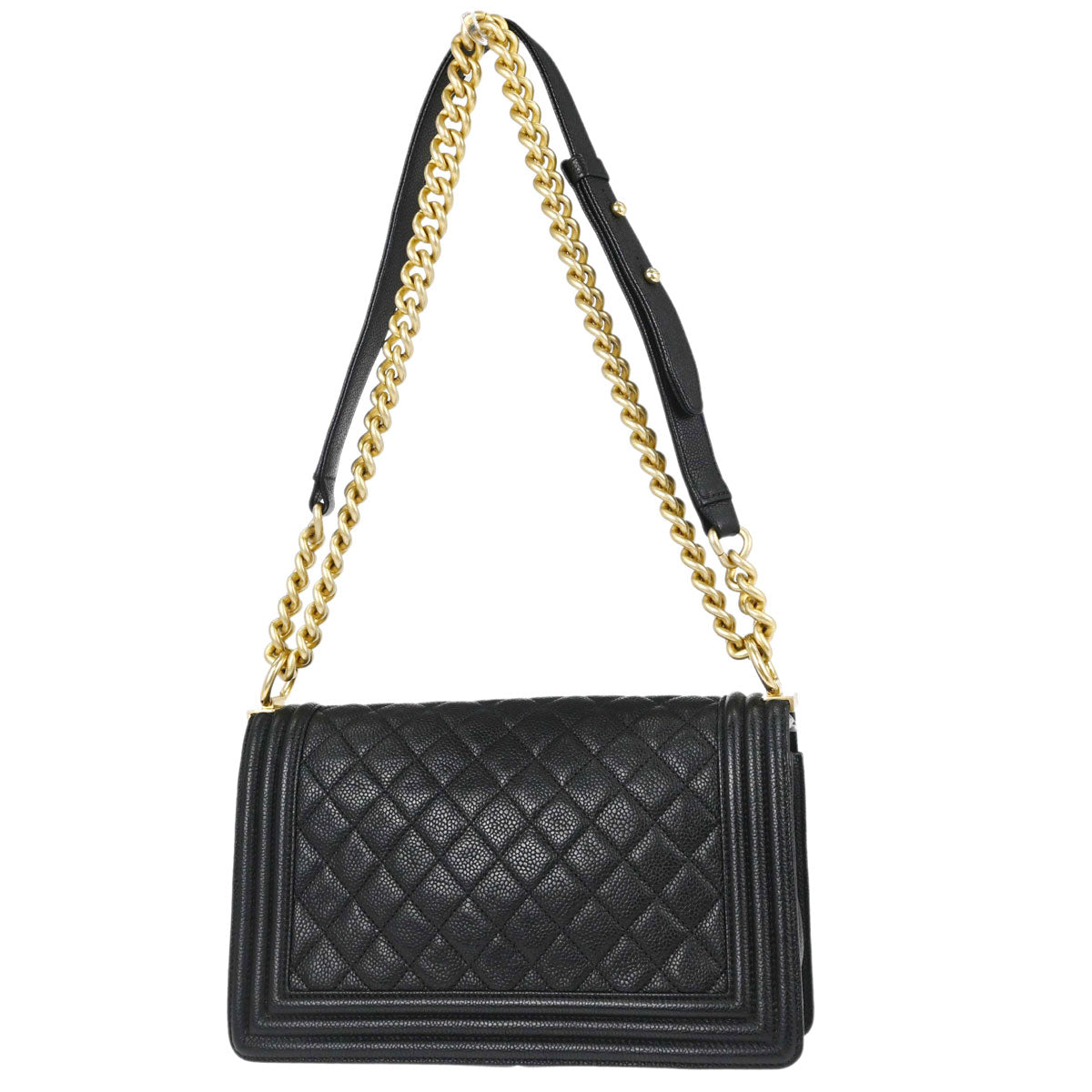 Boy Chanel Black Caviar Skin Medium Chain Shoulder Bag