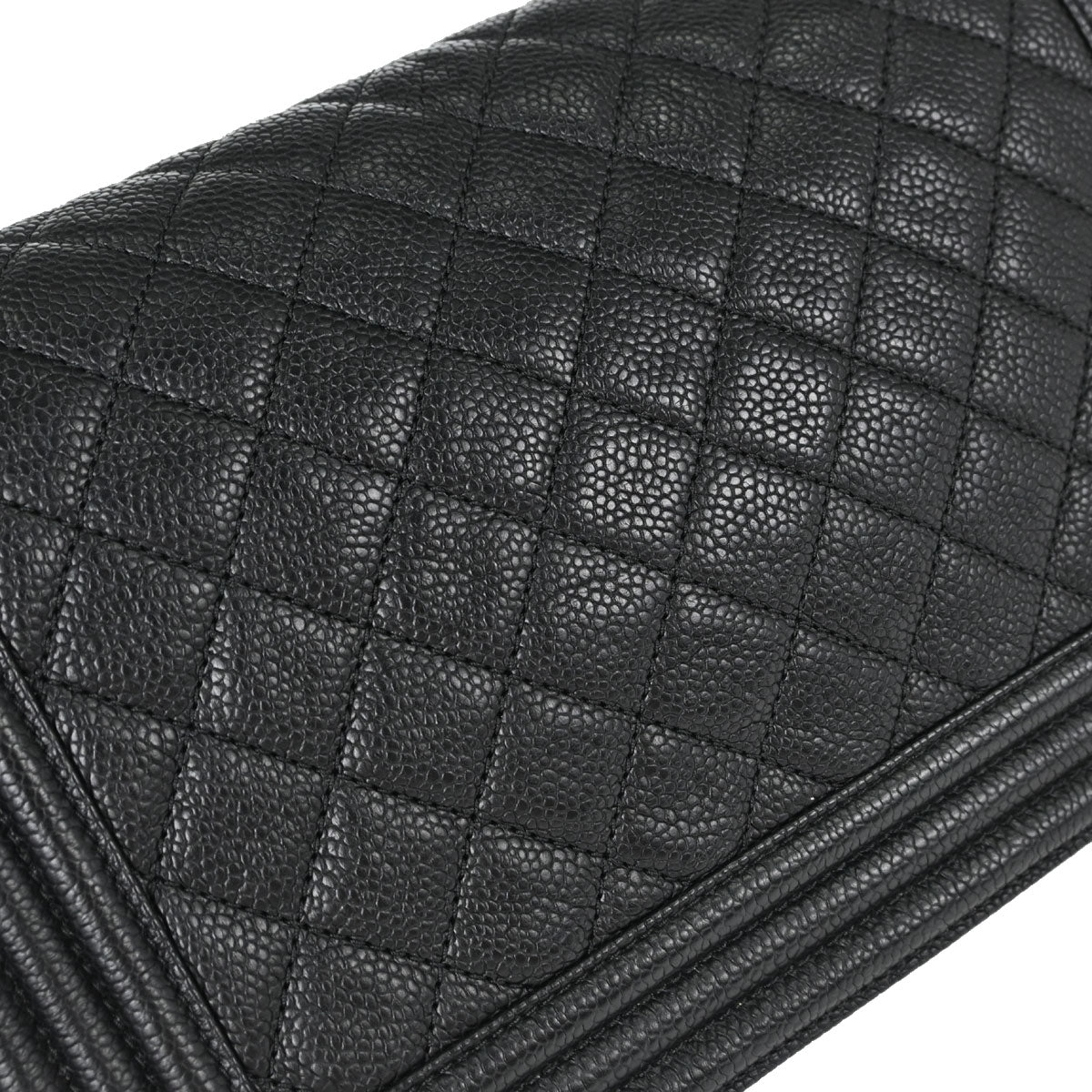 Boy Chanel Black Caviar Skin Medium Chain Shoulder Bag