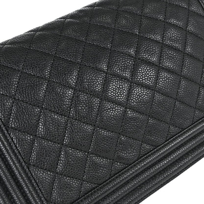 Boy Chanel Black Caviar Skin Medium Chain Shoulder Bag