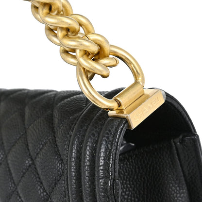Boy Chanel Black Caviar Skin Medium Chain Shoulder Bag