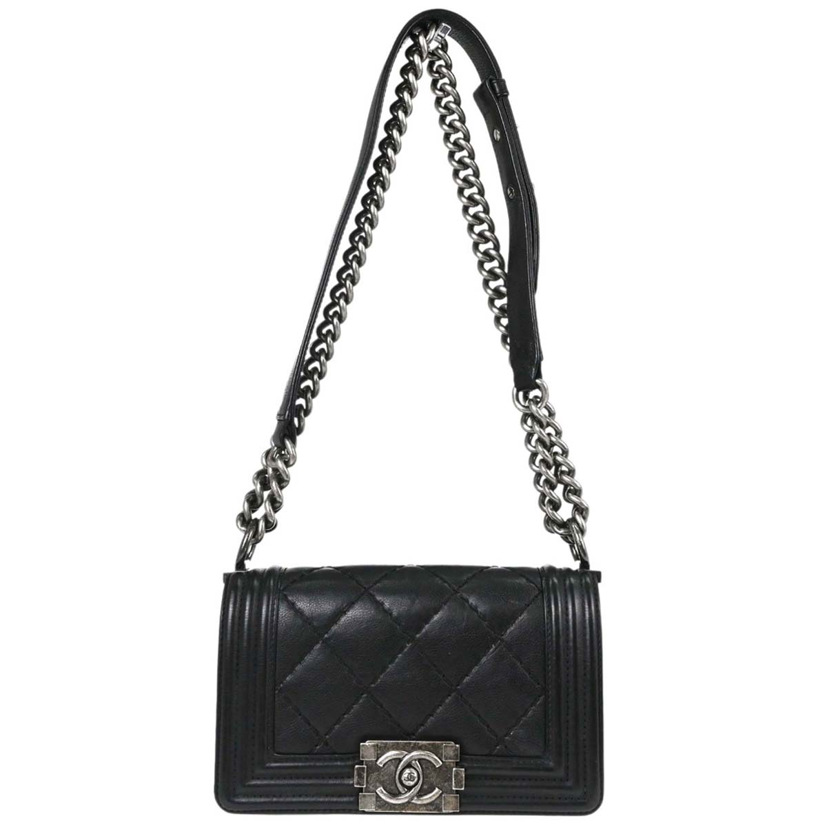 Boy Chanel Black Calfskin Diamond Stitch Small Chain Shoulder Bag