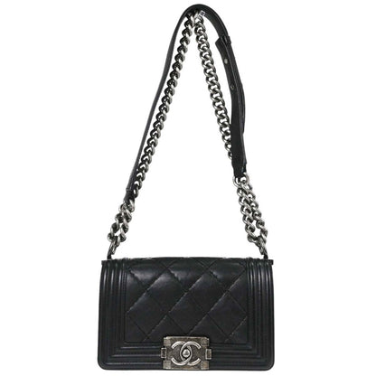 Boy Chanel Black Calfskin Diamond Stitch Small Chain Shoulder Bag