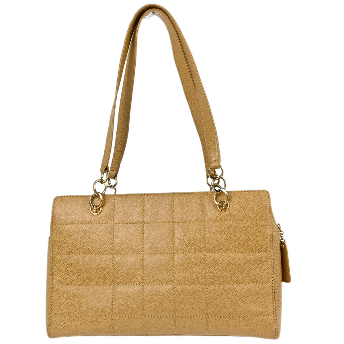 Chanel Beige Caviar Skin Choco Bar Tote Handbag