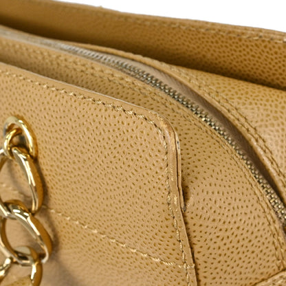 Chanel Beige Caviar Skin Choco Bar Tote Handbag