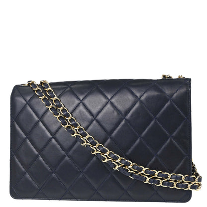 Chanel Navy Lambskin Golden Class Flap Shoulder Bag