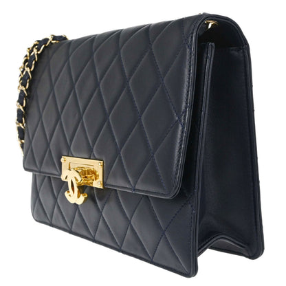 Chanel Navy Lambskin Golden Class Flap Shoulder Bag