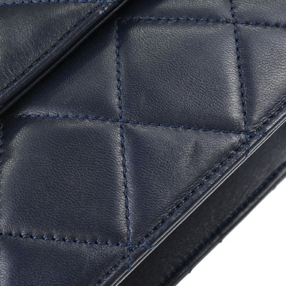 Chanel Navy Lambskin Golden Class Flap Shoulder Bag