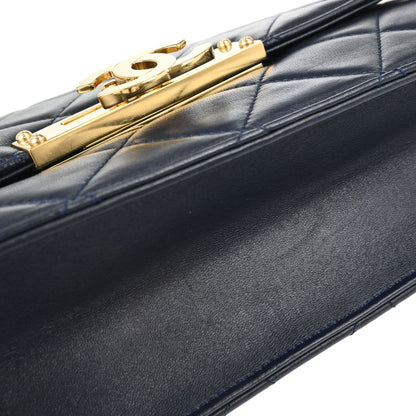 Chanel Navy Lambskin Golden Class Flap Shoulder Bag