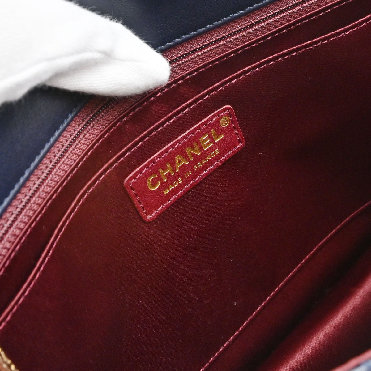 Chanel Navy Lambskin Golden Class Flap Shoulder Bag