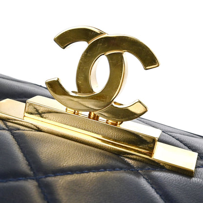 Chanel Navy Lambskin Golden Class Flap Shoulder Bag