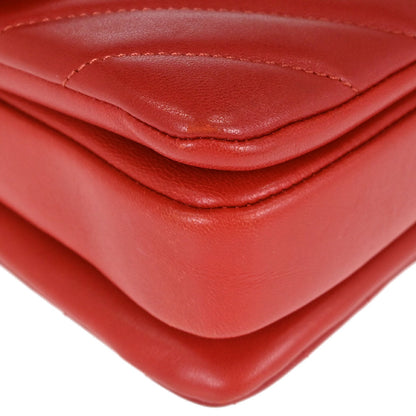 Chanel Red Lambskin Trendy CC Chevron Top Handle 2way Shoulder Handbag