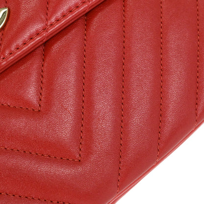 Chanel Red Lambskin Trendy CC Chevron Top Handle 2way Shoulder Handbag