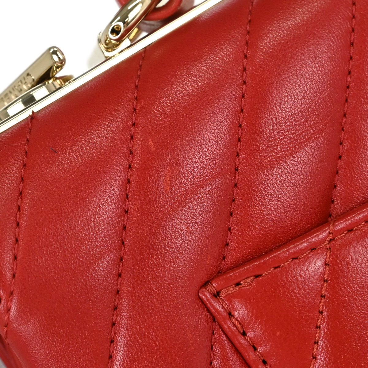 Chanel Red Lambskin Trendy CC Chevron Top Handle 2way Shoulder Handbag