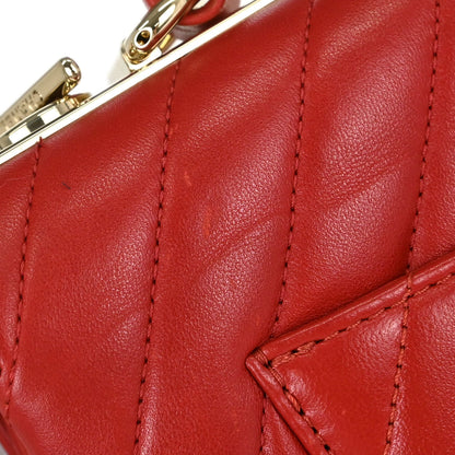 Chanel Red Lambskin Trendy CC Chevron Top Handle 2way Shoulder Handbag