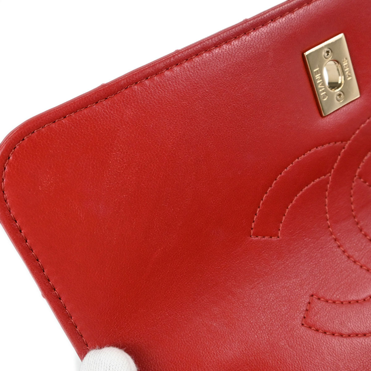Chanel Red Lambskin Trendy CC Chevron Top Handle 2way Shoulder Handbag