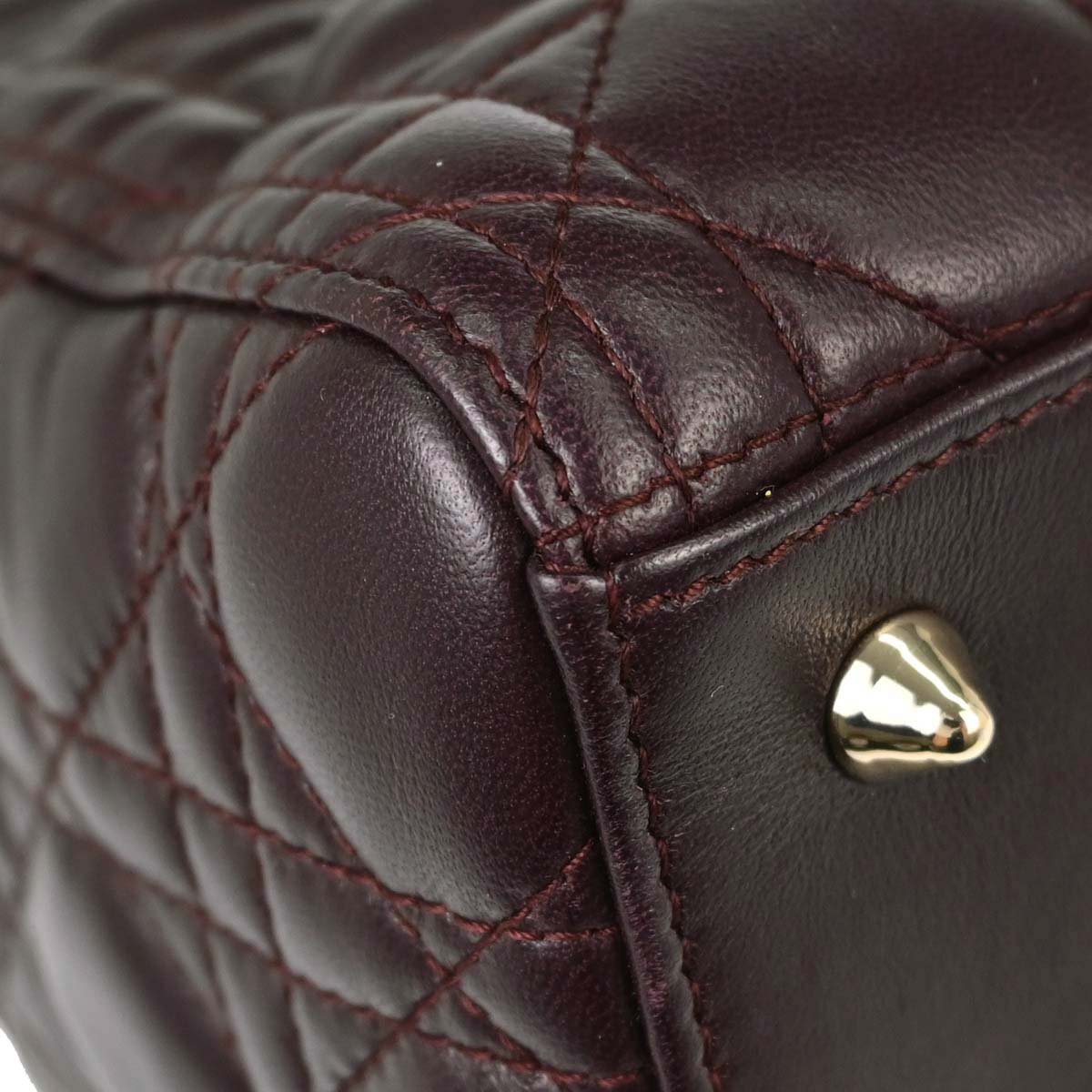 Christian Dior Brown Lambskin Lady Dior Cannage 2way Shoulder Handbag