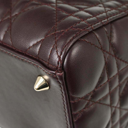 Christian Dior Brown Lambskin Lady Dior Cannage 2way Shoulder Handbag