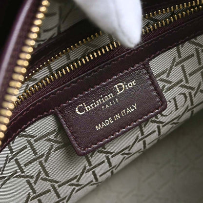 Christian Dior Brown Lambskin Lady Dior Cannage 2way Shoulder Handbag