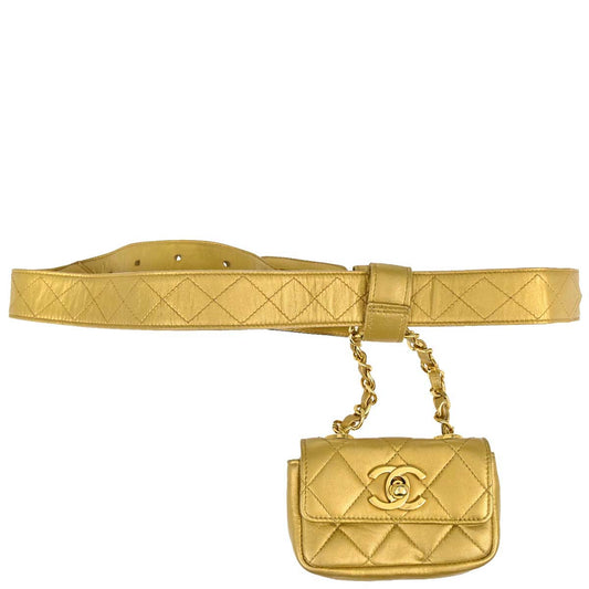 Chanel Gold Lambskin Waist Bum Bag #80/32