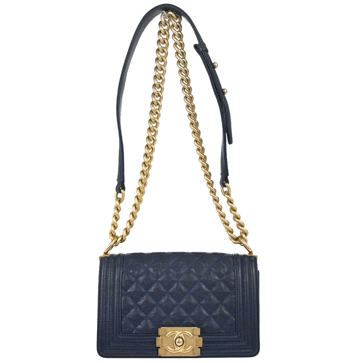 Boy Chanel 2018-2019 Navy Caviar Skin Small Chain Shoulder Bag