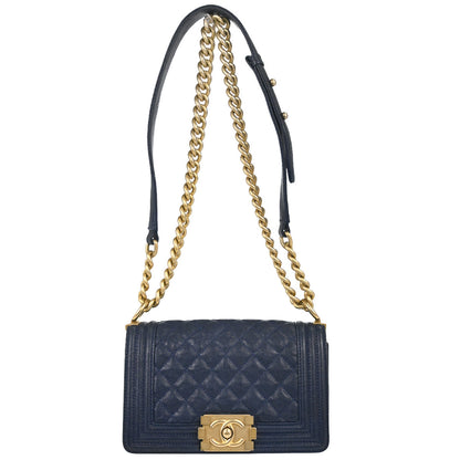 Boy Chanel 2018-2019 Navy Caviar Skin Small Chain Shoulder Bag