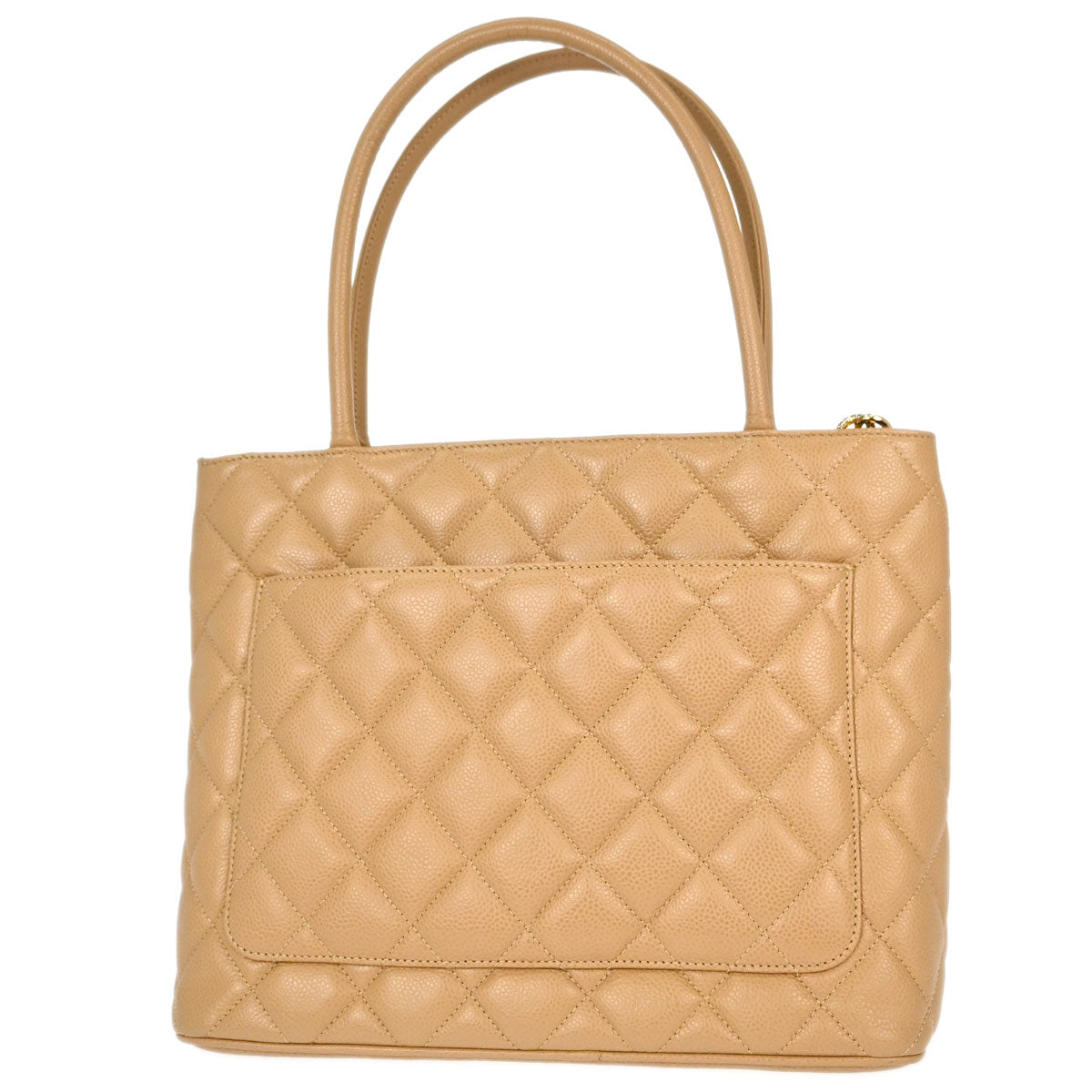 Chanel Beige Caviar Skin Medallion Tote Handbag