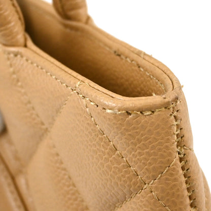 Chanel Beige Caviar Skin Medallion Tote Handbag