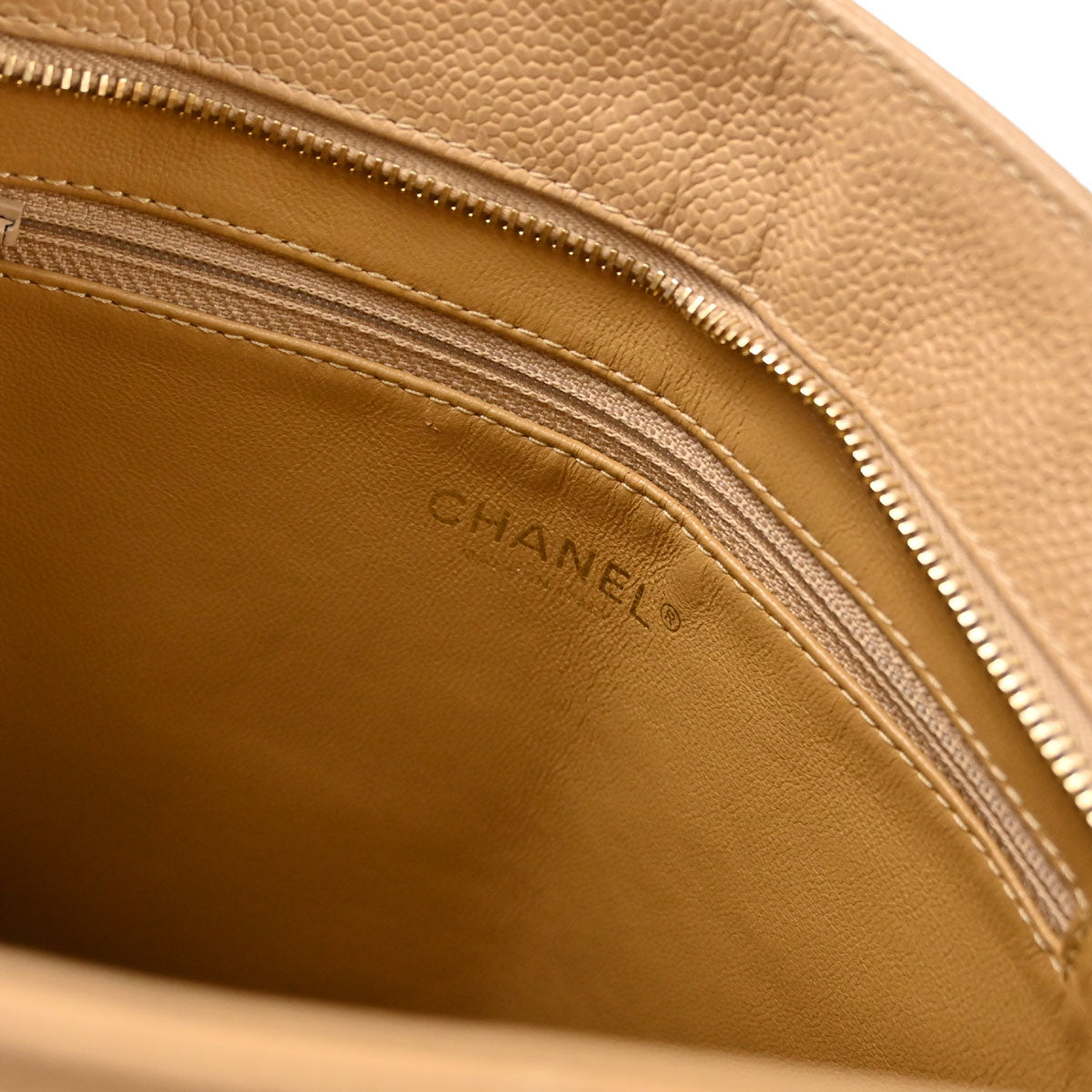 Chanel Beige Caviar Skin Medallion Tote Handbag