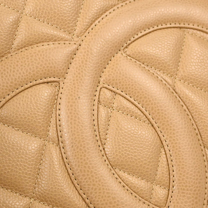 Chanel Beige Caviar Skin Medallion Tote Handbag