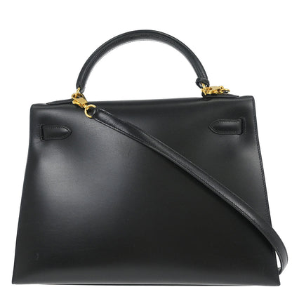 Hermes Black Box Calf Kelly 32 Sellier 2way Shoulder Handbag