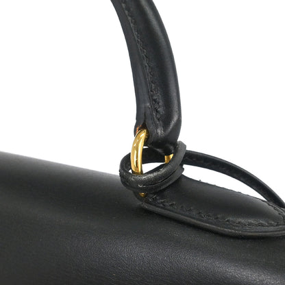 Hermes Black Box Calf Kelly 32 Sellier 2way Shoulder Handbag