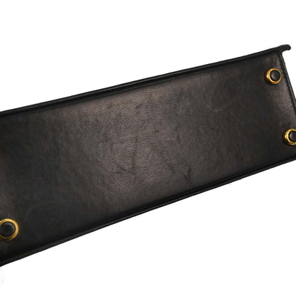 Chanel 1989-1991 Black Lambskin Straight Flap Shoulder Bag