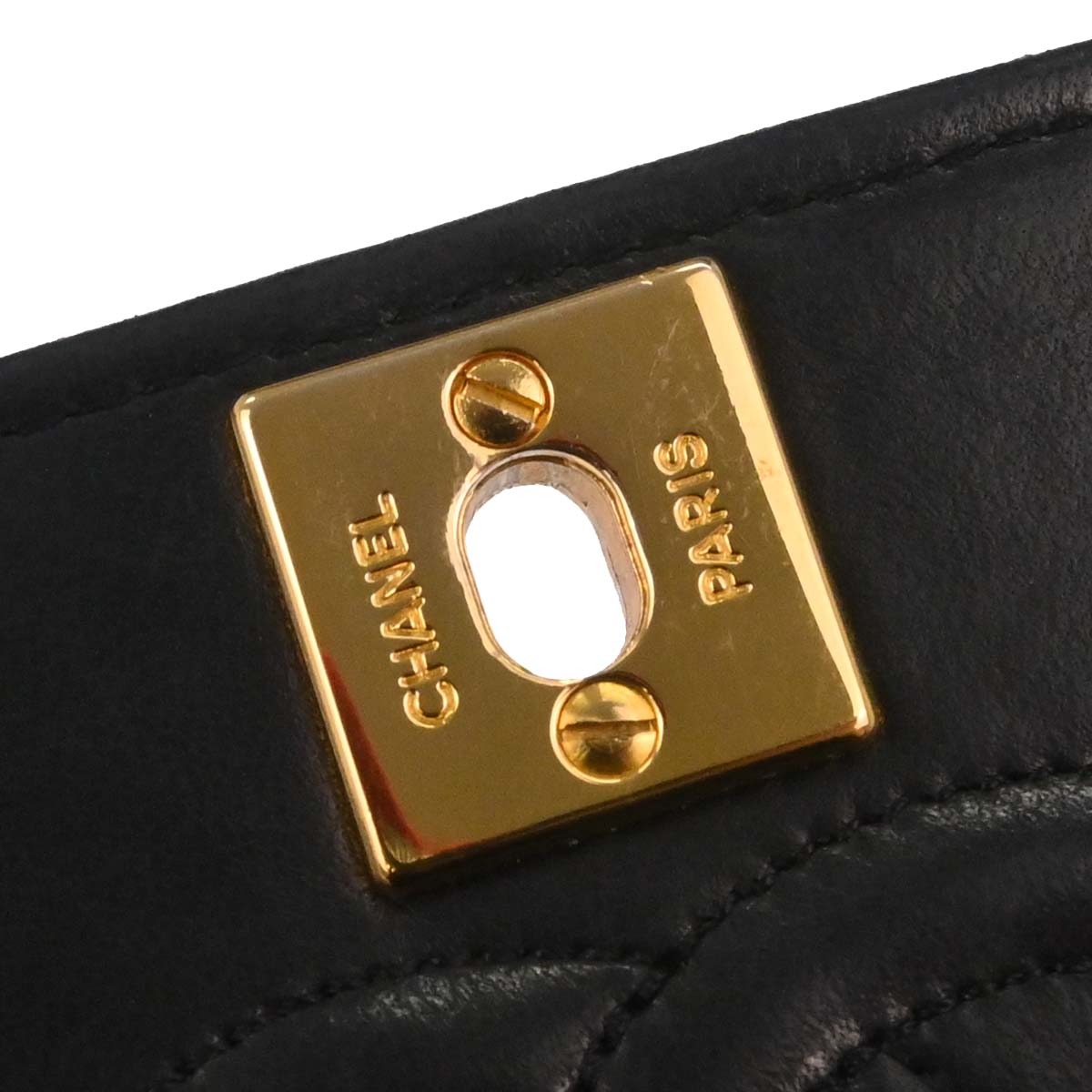 Chanel 1989-1991 Black Lambskin Straight Flap Shoulder Bag