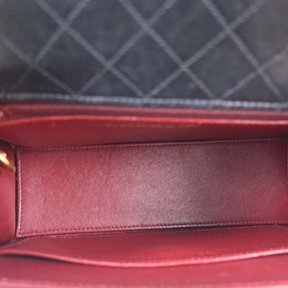 Chanel 1989-1991 Black Lambskin Straight Flap Shoulder Bag