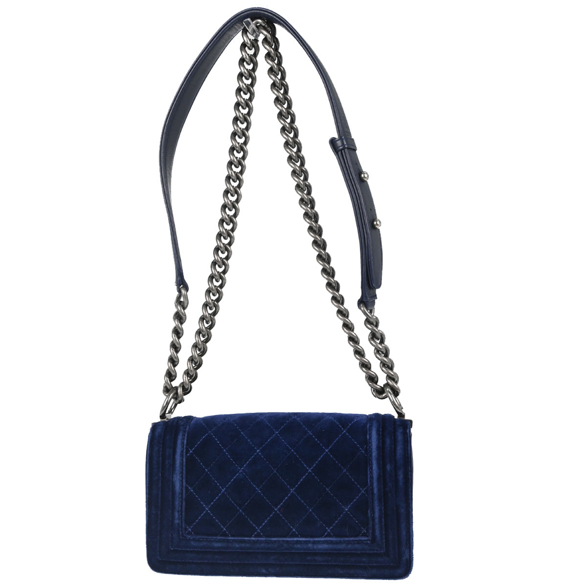 Boy Chanel 2012-2013 Navy Velvet Small Chain Shoulder Bag