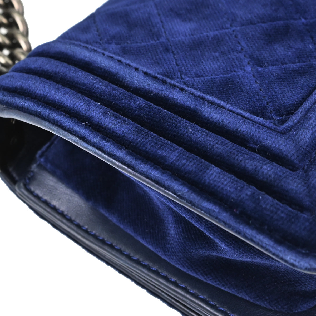 Boy Chanel 2012-2013 Navy Velvet Small Chain Shoulder Bag