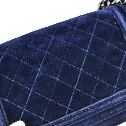 Boy Chanel 2012-2013 Navy Velvet Small Chain Shoulder Bag
