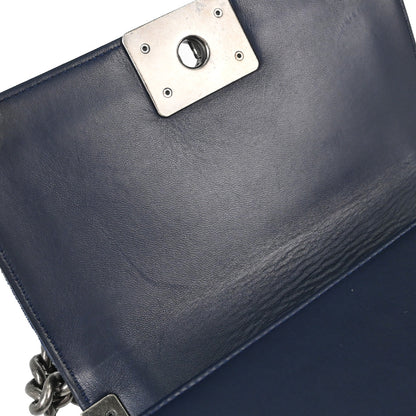 Boy Chanel 2012-2013 Navy Velvet Small Chain Shoulder Bag