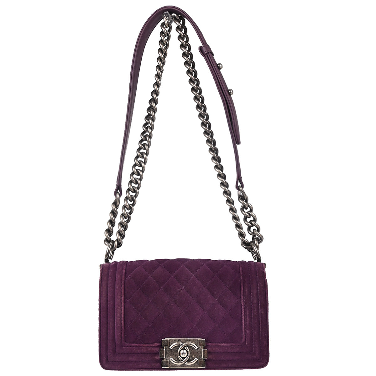 Boy Chanel 2013-2014 Purple Velvet Small Chain Shoulder Bag