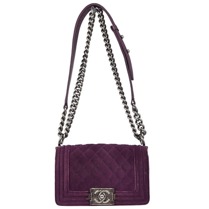 Boy Chanel 2013-2014 Purple Velvet Small Chain Shoulder Bag