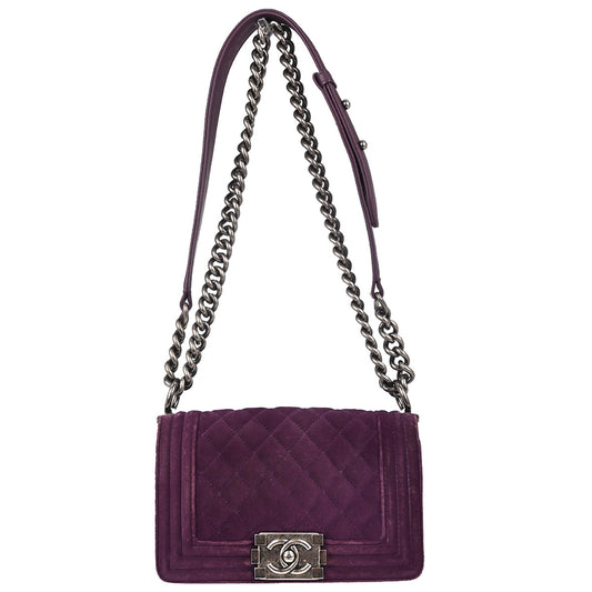 Boy Chanel 2013-2014 Purple Velvet Small Chain Shoulder Bag