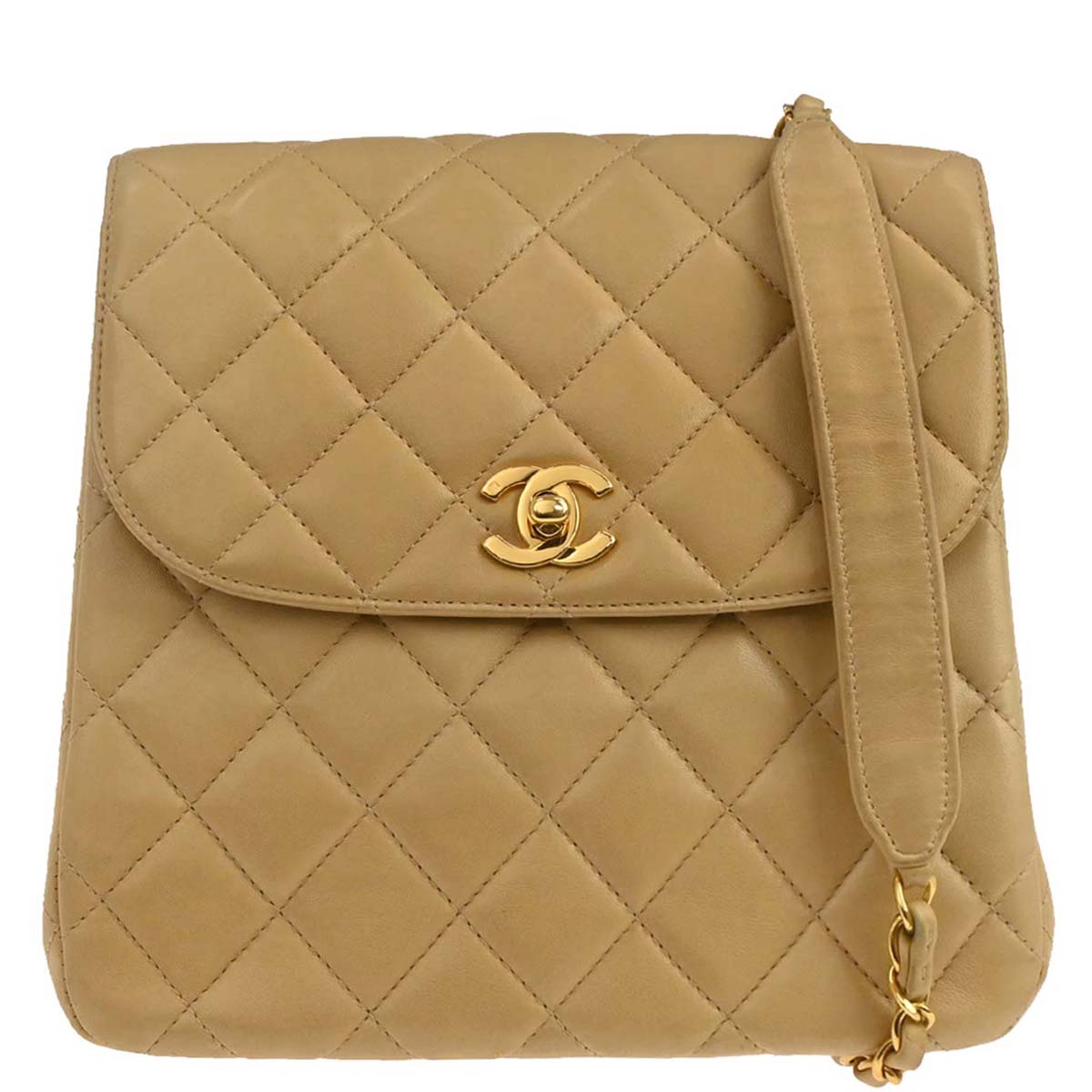 Chanel 1996-1997 Beige Lambskin Shoulder Bag