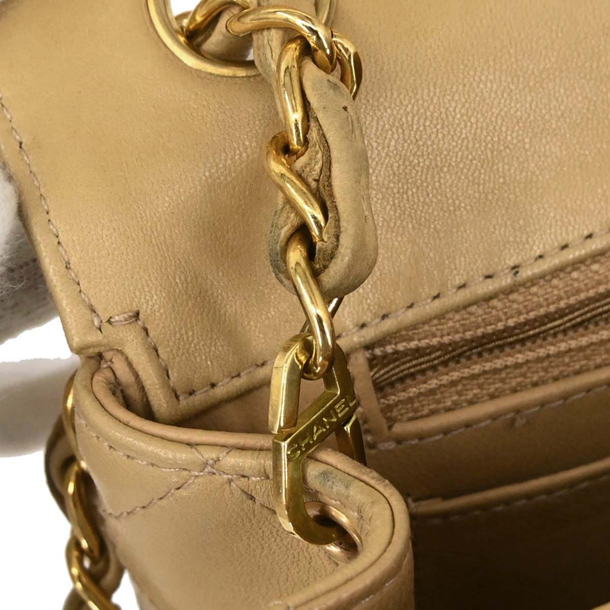 Chanel 1996-1997 Beige Lambskin Shoulder Bag