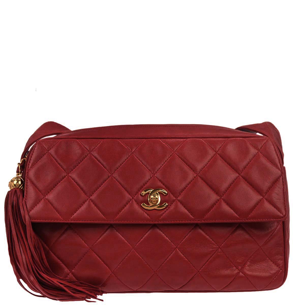 Chanel Red Lambskin Shoulder Bag
